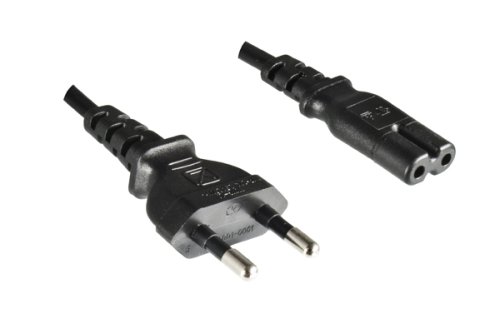 Power cable KOREA 2pin to C7, H05VVH2-F, 0.75mm², KOR 2pin/IEC 60320-C7, KTL, black, length 1.80m